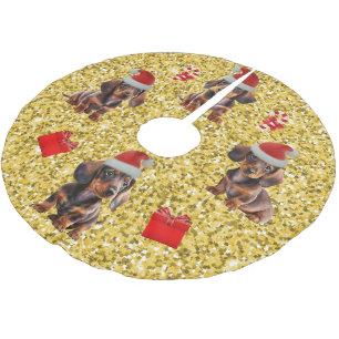  Dachshund Christmas Puppies Tree Skirt