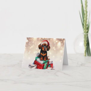 Dachshund Christmas Puppy Greeting Card