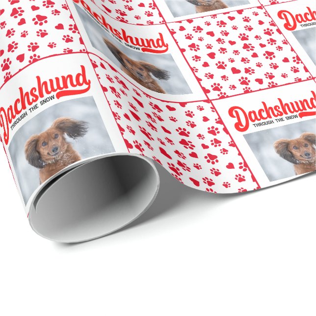 Dachshund Christmas Puppy Picture Funny Weenie Dog Wrapping Paper (Roll Corner)