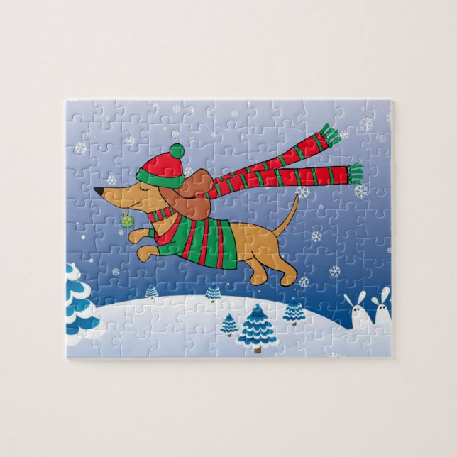 Dachshund Christmas Puzzle (Horizontal)