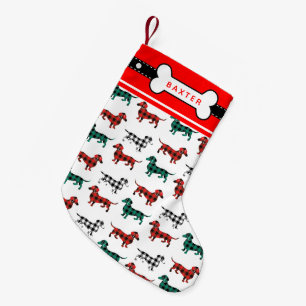 Dachshund Christmas Red Flannel Plaid Doxies Small Christmas Stocking