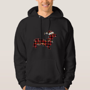 Dachshund Christmas Red Plaid Buffalo Pyjamas Xmas Hoodie
