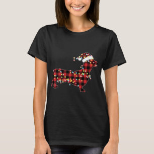 Dachshund Christmas Red Plaid Buffalo Pyjamas Xmas T-Shirt