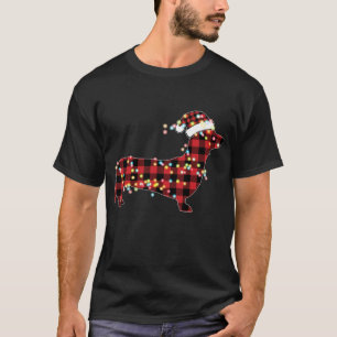 Dachshund Christmas Red Plaid Buffalo Pyjamas Xmas T-Shirt
