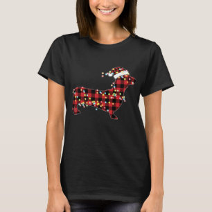 Dachshund Christmas Red Plaid Buffalo Pyjamas Xmas T-Shirt