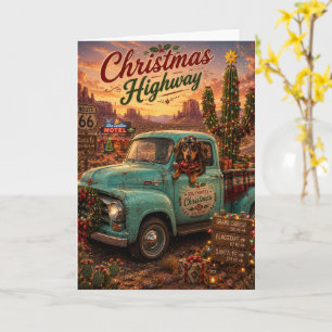 Dachshund Christmas Road Trip Christmas Highway Card