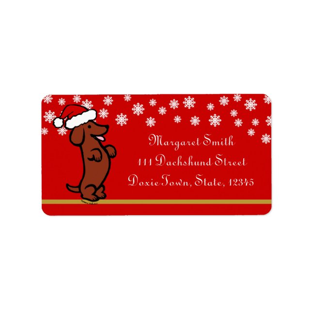 Dachshund Christmas Santa Hat Labels (Front)