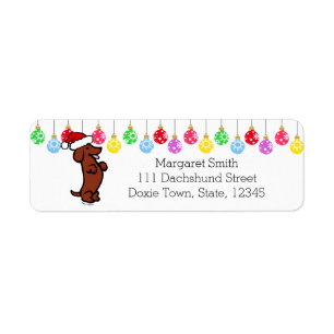 Dachshund Christmas Santa Hat Labels