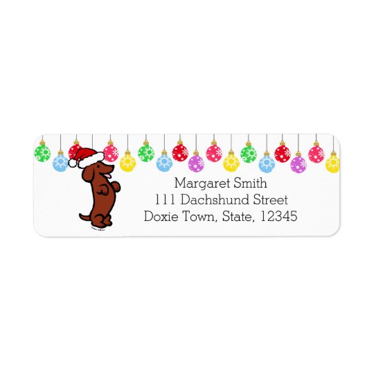 Dachshund Christmas Santa Hat Labels