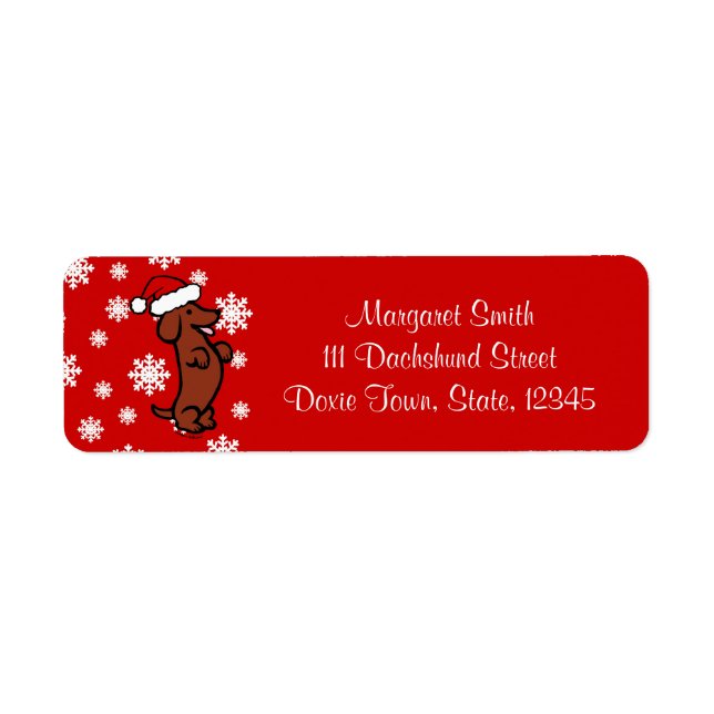 Dachshund Christmas Santa Hat Labels (Front)