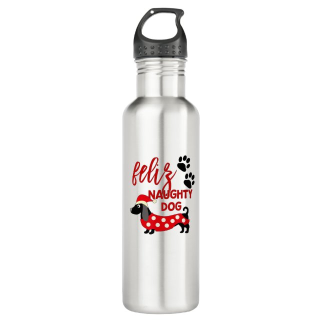 Dachshund Christmas Shirt _ Funny Feliz Naughty Do 710 Ml Water Bottle (Front)