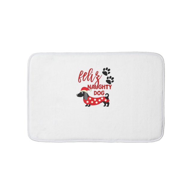 Dachshund Christmas Shirt _ Funny Feliz Naughty Do Bath Mat (Front)