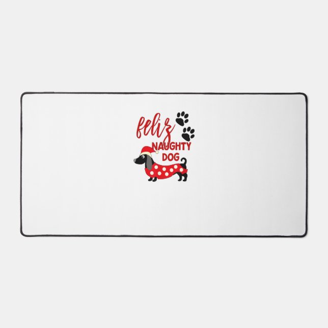 Dachshund Christmas Shirt _ Funny Feliz Naughty Do Desk Mat (Front)