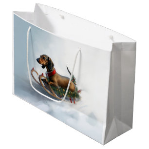 Dachshund Christmas snow winter Large Gift Bag