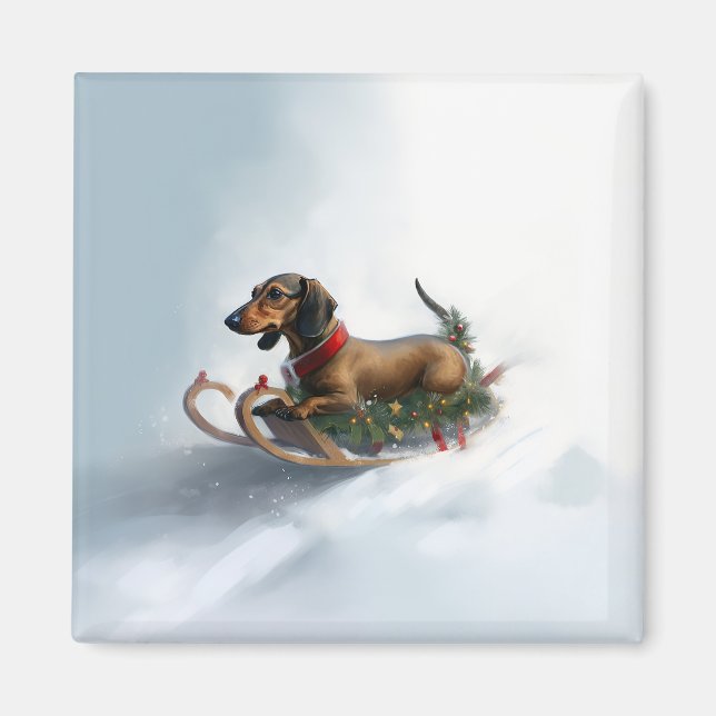 Dachshund Christmas snow winter Magnet (Front)