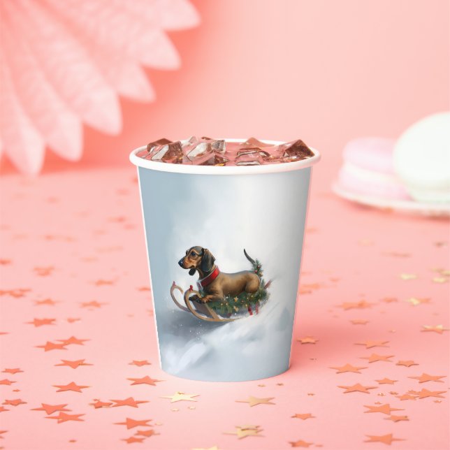 Dachshund Christmas snow winter Paper Cups (Insitu)