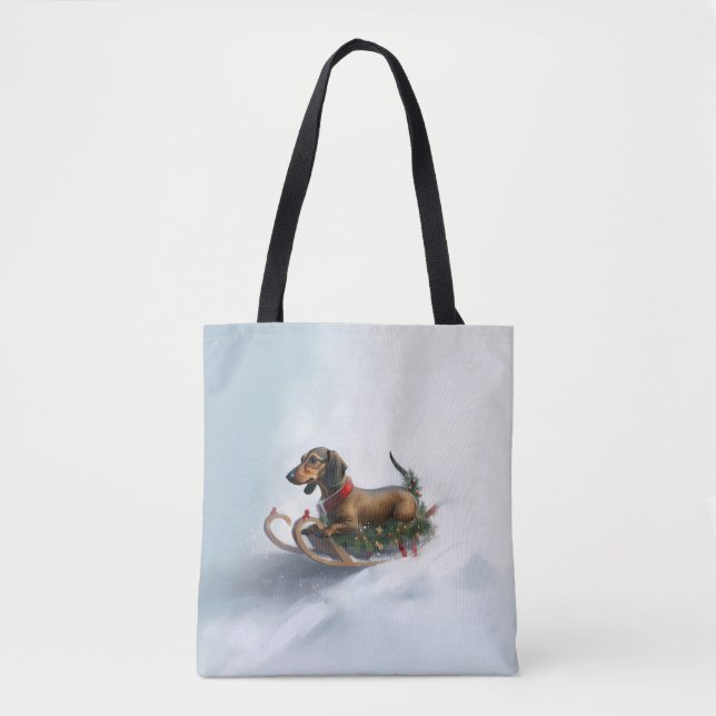 Dachshund Christmas snow winter Tote Bag (Front)