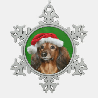 Dachshund Christmas Snowflake Pewter Christmas Ornament