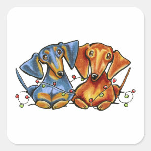 Dachshund Christmas Square Sticker