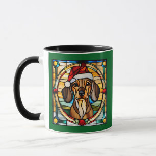 Dachshund Christmas Stained Glass Mug