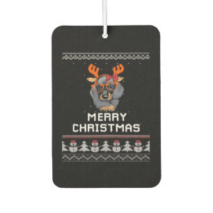Dachshund Christmas Sweater Oversized T-Shirt Car Air Freshener