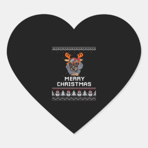 Dachshund Christmas Sweater Oversized T-Shirt Heart Sticker