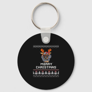 Dachshund Christmas Sweater Oversized T-Shirt Key Ring