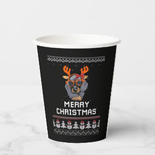 Dachshund Christmas Sweater Oversized T-Shirt Paper Cups