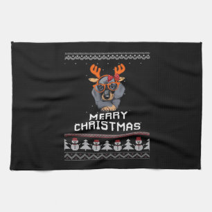 Dachshund Christmas Sweater Oversized T-Shirt Tea Towel