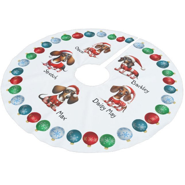 Dachshund Christmas Themed Tree Skirt (Angled)