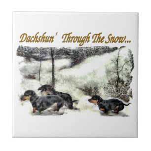 Dachshund Christmas Tile