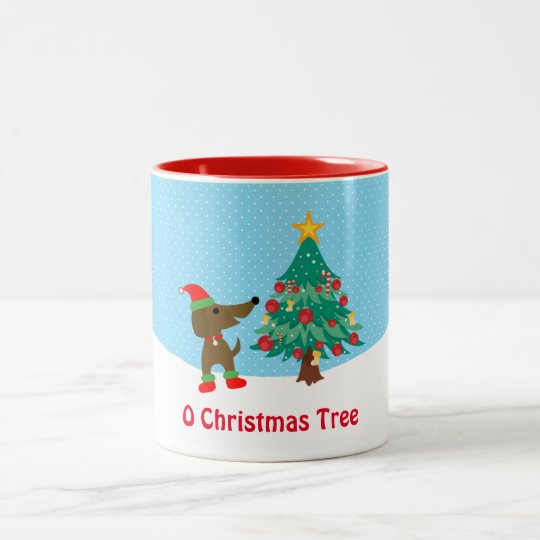 Dachshund Christmas Tree 11 oz Two-Tone Mug
