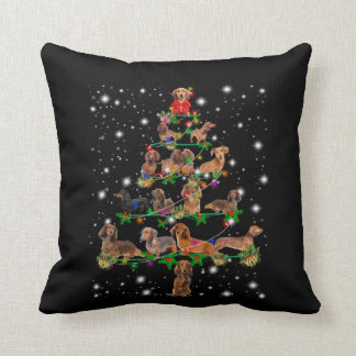 Dachshund Christmas Tree Covered By Flashlight Cushion