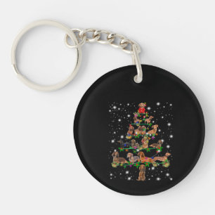 Dachshund Christmas Tree Covered By Flashlight Key Ring