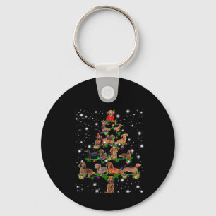 Dachshund Christmas Tree Covered By Flashlight Key Ring