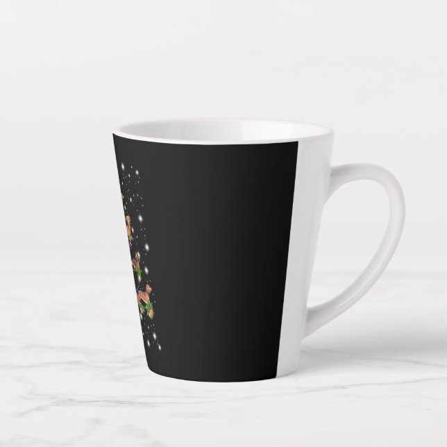 Dachshund Christmas Tree Covered By Flashlight Latte Mug (Right)