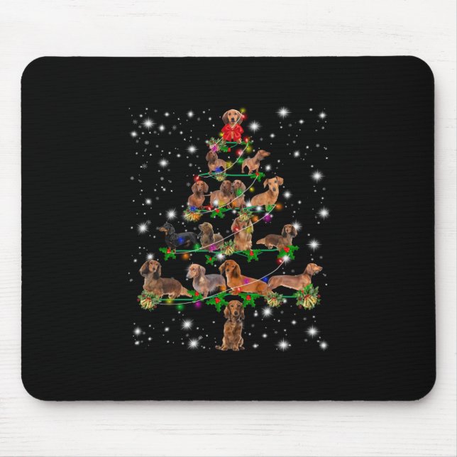 Dachshund Christmas Tree Covered By Flashlight Mouse Mat (Front)