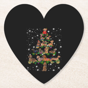 Dachshund Christmas Tree Covered By Flashlight Paper Coaster