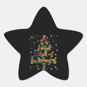Dachshund Christmas Tree Covered By Flashlight Star Sticker