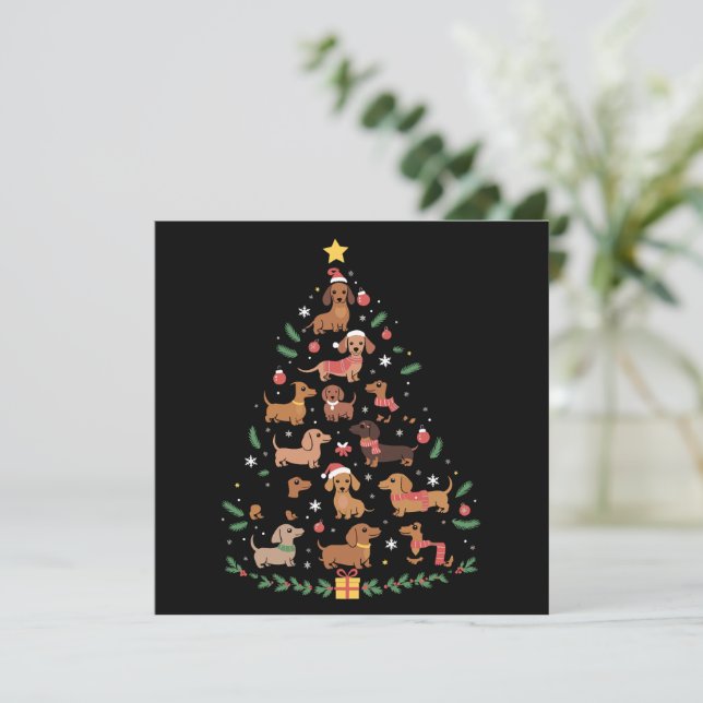 Dachshund Christmas Tree Dog Lover Dogs Owner Holiday Card (Standing Front)