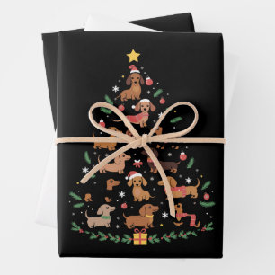 Dachshund Christmas Tree Dog Lover Dogs Owner Wrapping Paper Sheet