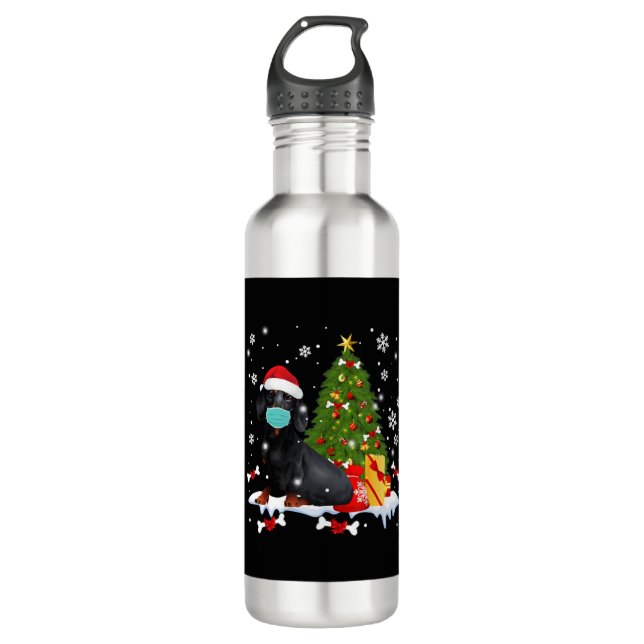 Dachshund Christmas Tree Funny Dog 710 Ml Water Bottle (Front)