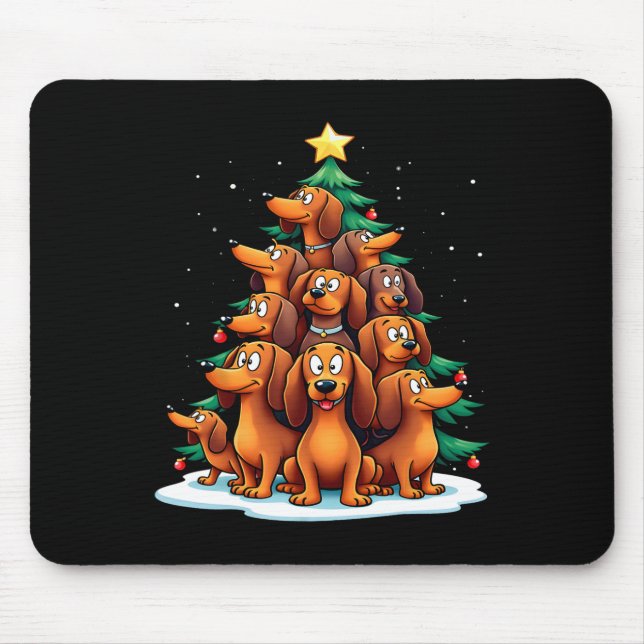 Dachshund Christmas Tree Funny Dog Holiday  Mouse Mat (Front)
