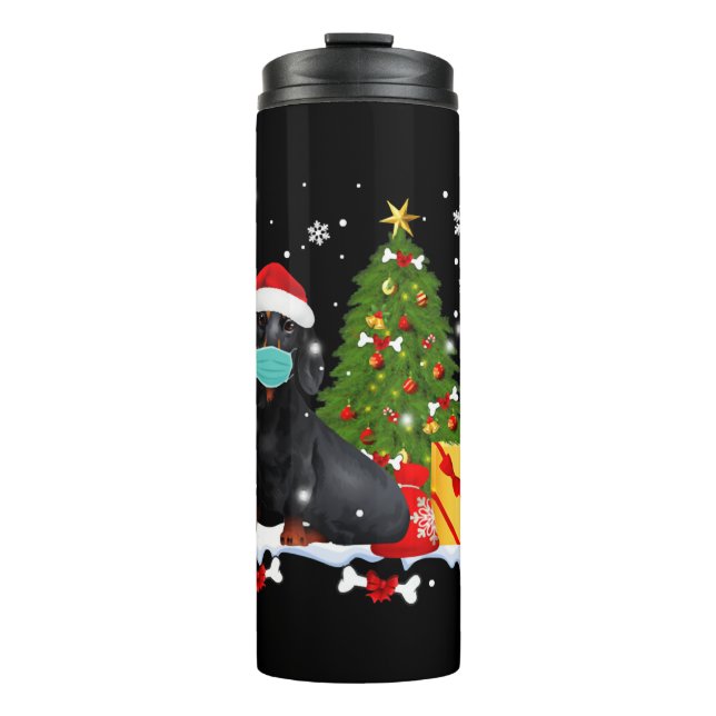 Dachshund Christmas Tree Funny Dog Thermal Tumbler (Front)