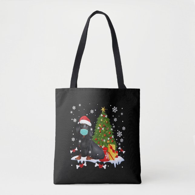 Dachshund Christmas Tree Funny Dog Tote Bag (Front)
