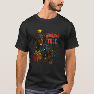 Dachshund Christmas Tree Lights Woofmas Funny Pet T-Shirt
