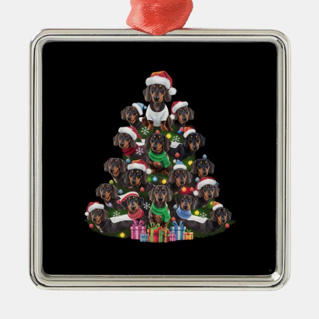 Dachshund Christmas Tree Metal Tree Decoration (Front)