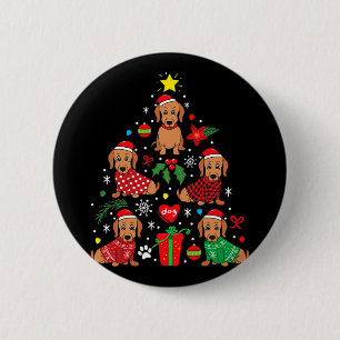 Dachshund Christmas Tree Ornament Funny Weenie Dog 6 Cm Round Badge