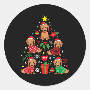 Dachshund Christmas Tree Ornament Funny Weenie Dog Classic Round Sticker