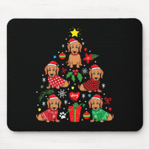 Dachshund Christmas Tree Ornament Funny Weenie Dog Mouse Mat
